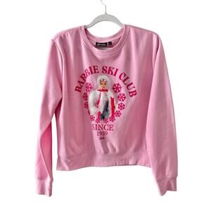 Barbie Sweatshirt Ski Club 1959 Size Large Pink Crewneck Graphic Cropped NEW